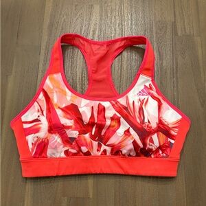 Adidas Women's Floral Racerback Sports Bra - Hot Pink